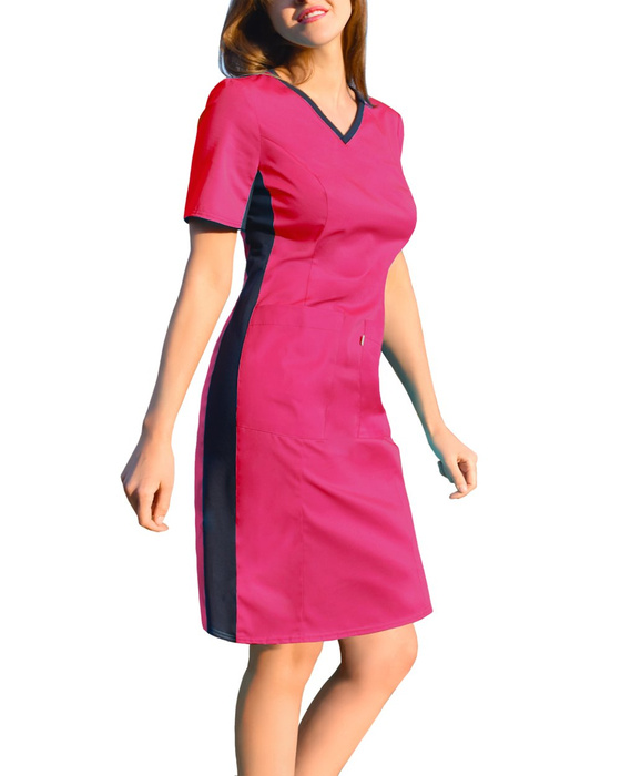 Scrubs dress with ELASTIC SIDE PANELS, fuchsia, SKE1G Medical