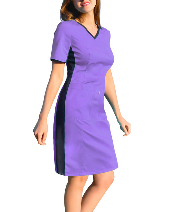 Scrubs dress with ELASTIC SIDE PANELS, violet, SKE1F Medical clothes