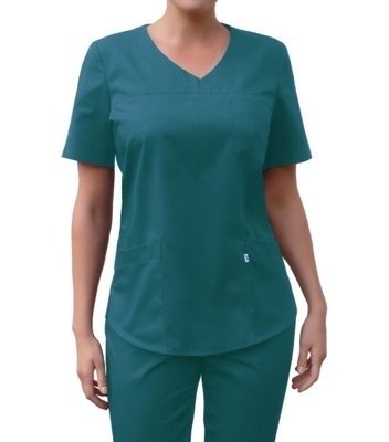 Medical scrubs top, with kimono sleeves, gray melange, BC4-Sm