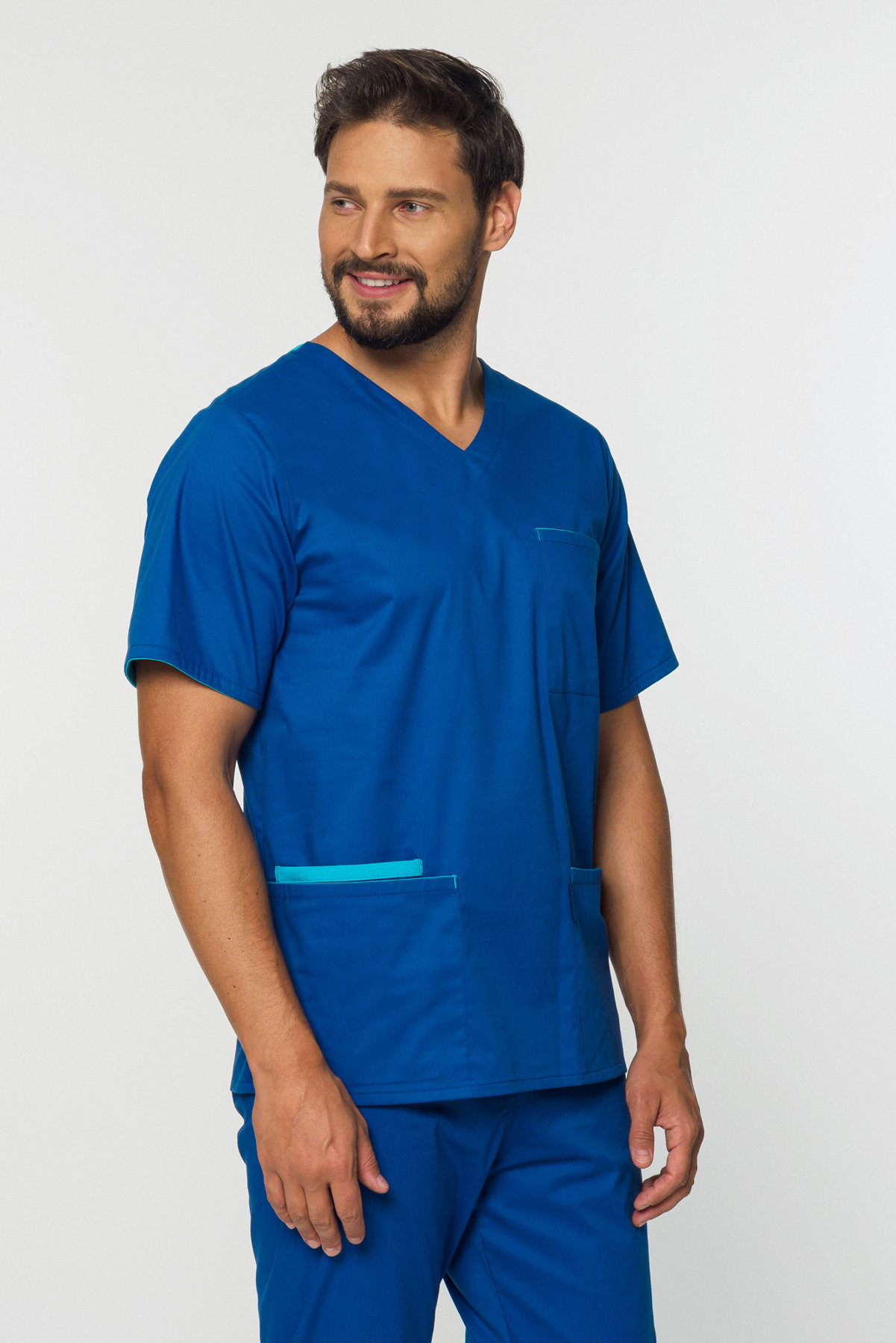 Men's scrubs top MB2-G, navy blue Niebieski | Men's medical clothing ...