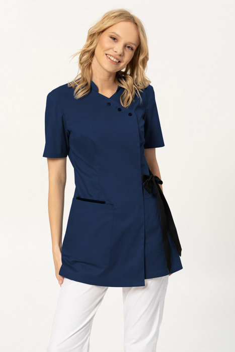 Medical / cosmetic tunic SOFT STRETCH PREMIUM, navy blue, TE1-G