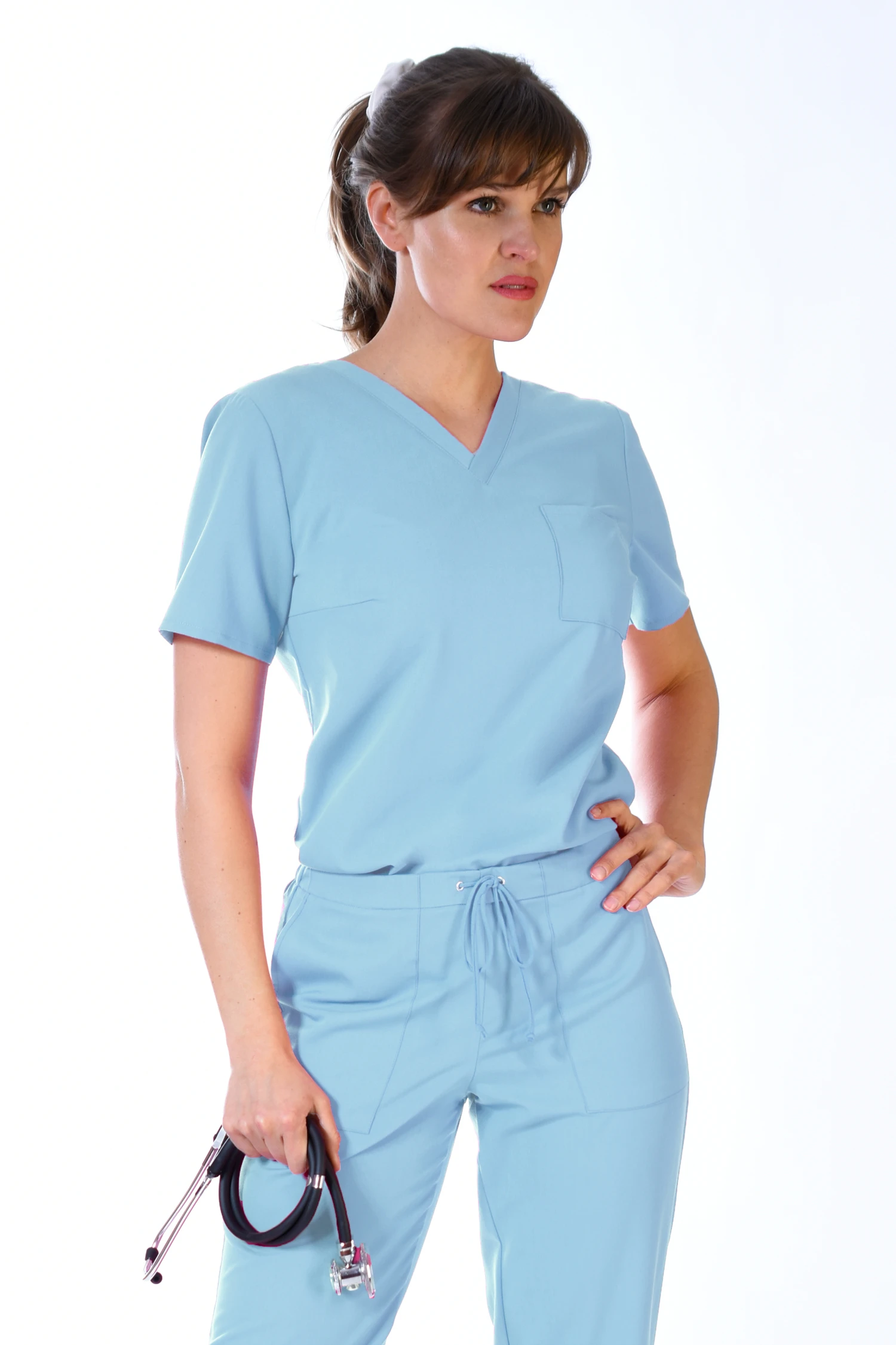 Women's medical blouse - PRO FLEX - blue - BF2-Bl