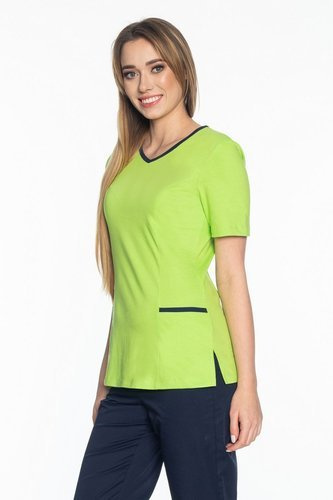 Scrubs top with trimming, lime green, BD1-L