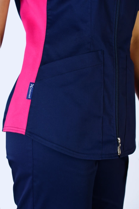 Scrubs jacket with ELASTIC SIDE PANELS ZE1-F, fuchsia