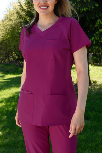 Women's medical blouse - ENERGY FLEX - fuchsia - BF1-F