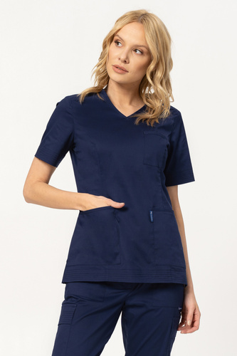 Medical scrubs STRETCH top, navy blue, BE6-G