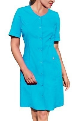 Fartuch Medyczny / kosmetyczny / sukienka zapinana na napy Colormed,  jasny turkus, FC6-T