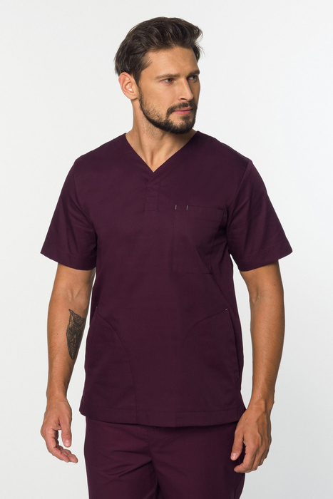 Men's scrubs top MB2-Bu, burgundy