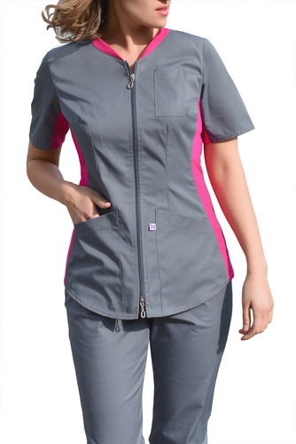 Scrubs jacket with ELASTIC SIDE PANELS ZE1-G, navy blue