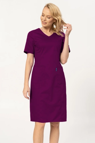 Sukienka medyczna Colormed Stretch, śliwka, SKE6-SL, bawełna +