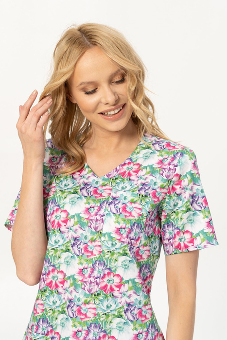 100% COTTON scrubs top, flower pattern, BN3