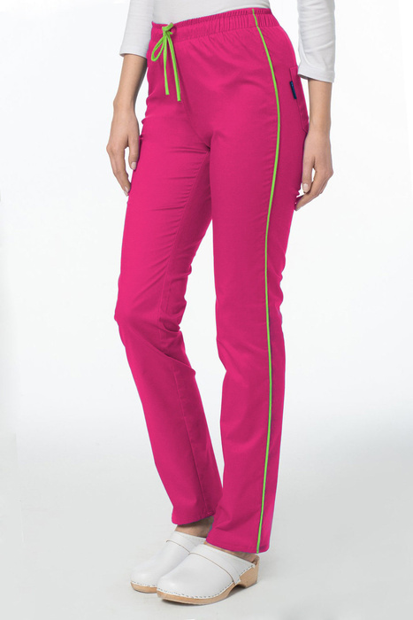 Spodnie medyczne z lampasem, Colormed Soft Stretch Premium, fuksja + limonka, SE4-F/L