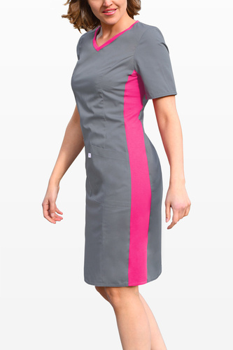 Scrubs dress with ELASTIC SIDE PANELS, fuchsia, SKE1-G