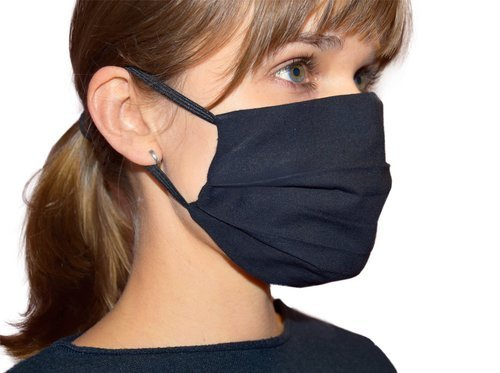 Reusable protective mask with drawstrings, burgundy