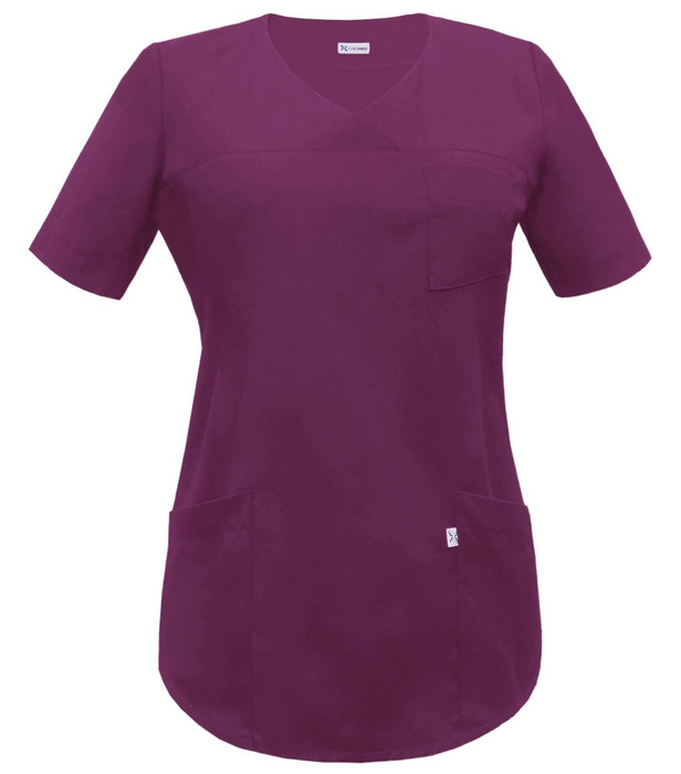 V-neck scrubs top, plum, BC3-SL