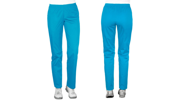 Women's medical pants with an elastic waistband, turquoise, SC4-T