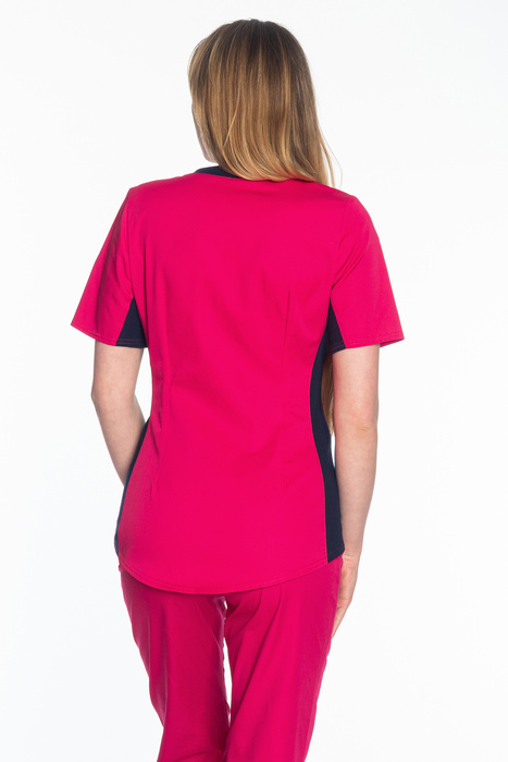 Żakiet medyczny damski / kosmetyczny z elastycznym ściągaczem w boku Colormed, kolor fuksja, ZE1-F', bawełna +