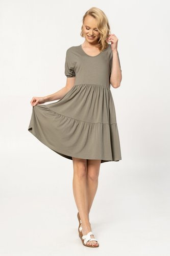 Airy casual dress boho style, olive