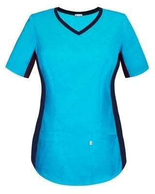 Scrubs top with ELASTIC SIDE PANELS BE1-T, turquoise