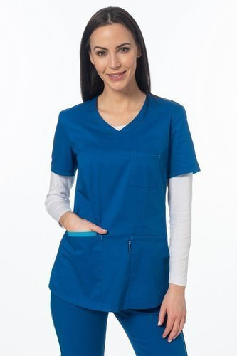 Scrubs top Soft Strech, blue sapphire + turquoise, BE4-N2