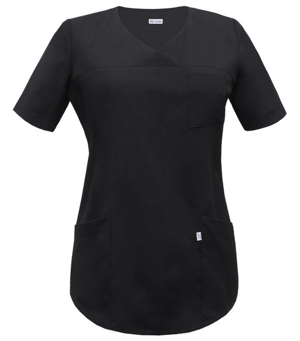 V-neck scrubs top, black, BC3-C