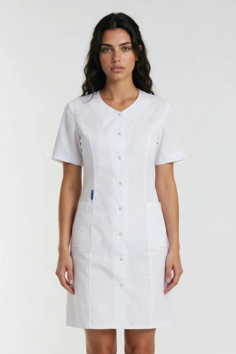 Fartuch Medyczny / kosmetyczny / sukienka zapinana na napy Colormed, kolor fuksjowy, FC6-B', bawełna +