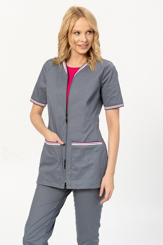 Women's medical jacket SOFT STRETCH PREMIUM, grey, ZE5-S2