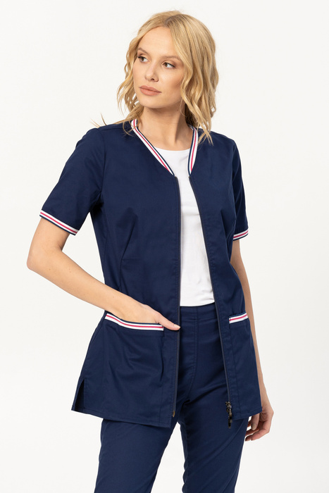 Women's medical jacket SOFT STRETCH PREMIUM, navy blue, ZE5-G