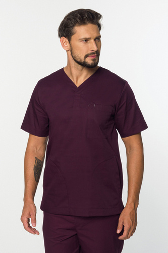 Men's scrubs top MB2-Bu, burgundy