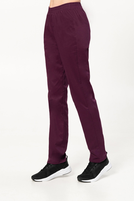 Stretch medical pants, with rubber at the waist, burgundy, SE7-Bu