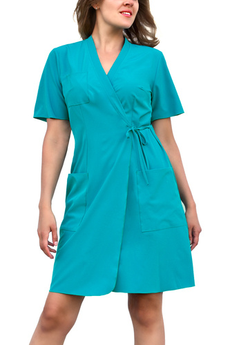 Side-tied medical dress - ENERGY FLEX - sea blue - SKE7-M