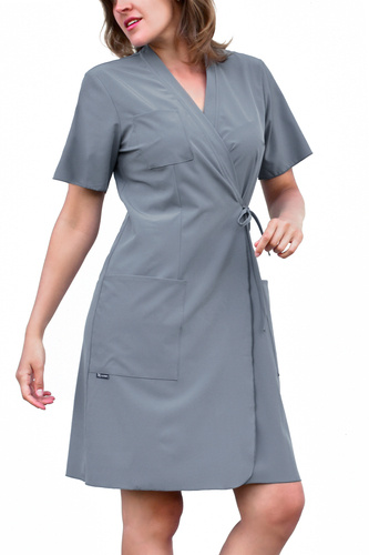 Side-tied medical dress - ENERGY FLEX - gray - SKE7-S