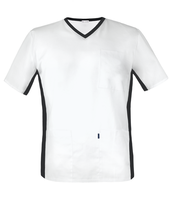 Men's scrubs top with elastic panels MBE1-B, white