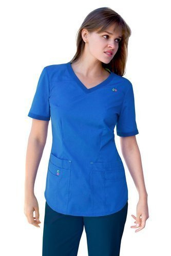 Scrubs top with an ELASTIC BACK BE3-N, blue