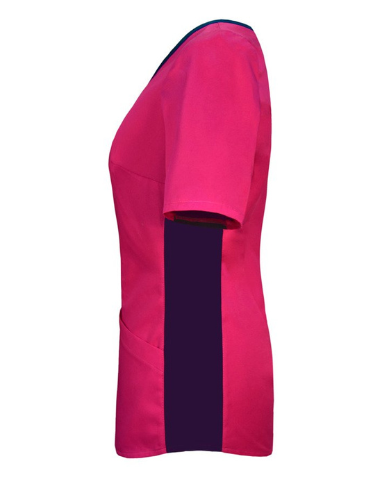 Scrubs top with ELASTIC SIDE PANELS BE1-F, fuchsia