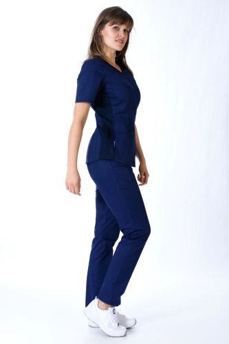 Medical set STRETCH, sweatshirt + pants, navy blue, XE6-G4