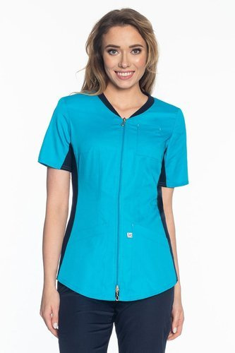 Scrubs jacket with ELASTIC SIDE PANELS ZE1-T, turquoise