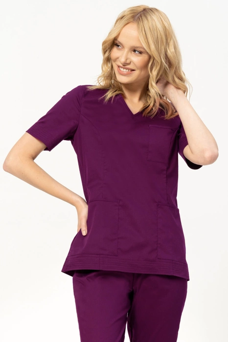 Scrubs / komplet medyczny - bluza + spodnie w gumę Colormed Stretch XE7-SL, śliwka, bawełna +