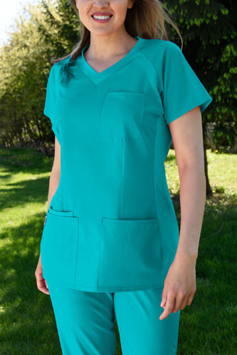 Women's medical blouse - ENERGY FLEX - sea blue - BF1-M