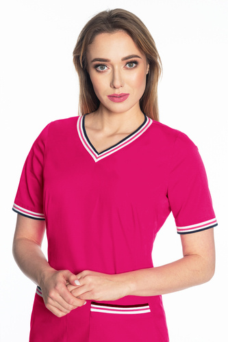 Bluza medyczna damska SOFT STRETCH PREMIUM, głęboki róż, BE5-F