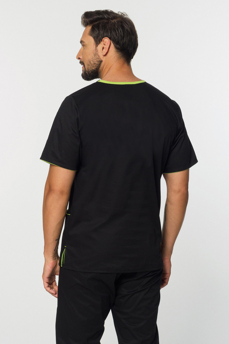 Men's medical shirt SOFT STRETCH PREMIUM, black + lime, MBE4-C