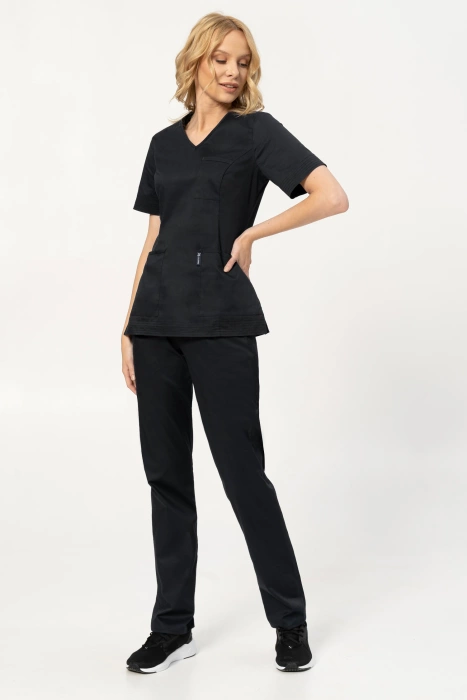 Scrubs / komplet medyczny - bluza + spodnie w gumę Colormed  Stretch XE7-C', czarny, bawełna +