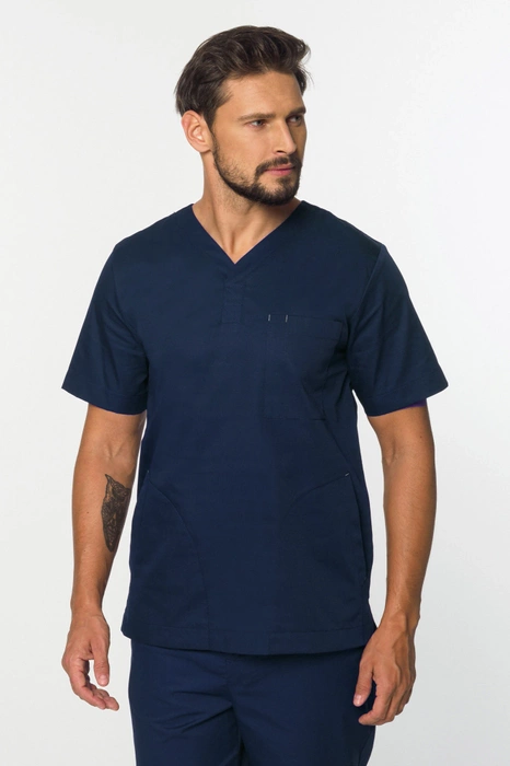 Men's scrubs top MB2-G, navy blue