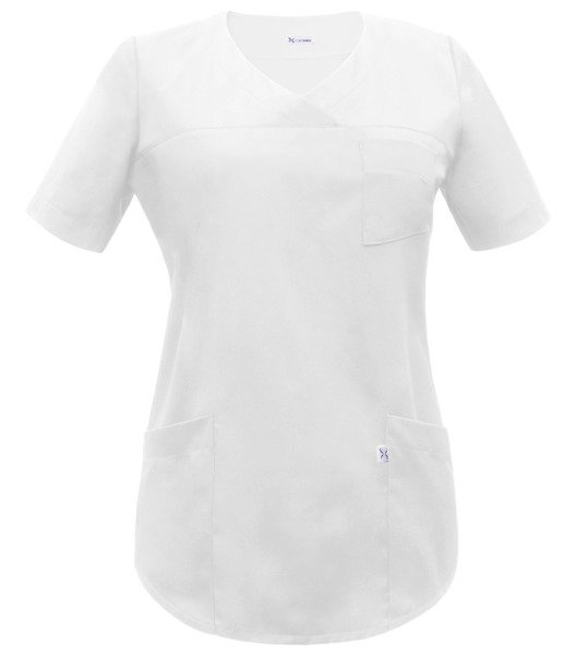 V-neck scrubs top, white, BC3-B