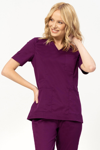 Bluza medyczna scrubs Colormed Stretch, kolor śliwka, BE6-SL, bawełna +