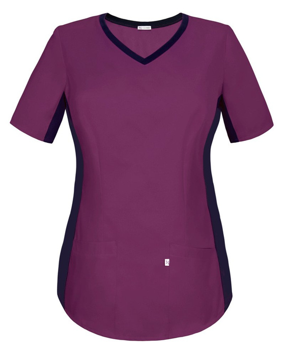 Scrubs top with ELASTIC SIDE PANELS BE1-SL, plum