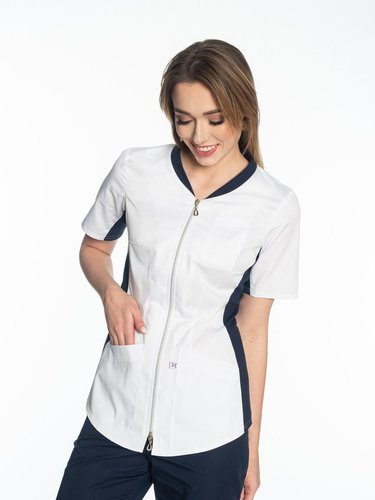 Scrubs jacket with ELASTIC SIDE PANELS ZE1-B, white