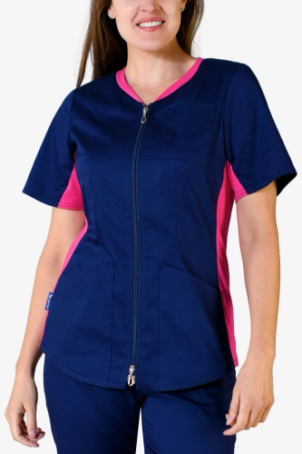 Scrubs jacket with ELASTIC SIDE PANELS ZE1-F, fuchsia