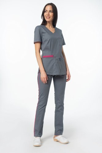 Women's medical set SOFT STRETCH, gray + pink, XE4-S2