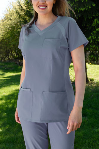 Women's medical blouse - ENERGY FLEX - gray - BF1-S